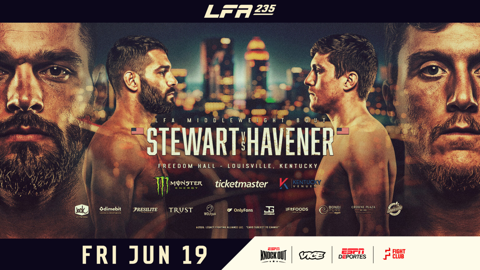 MIDDLEWEIGHT SHOWDOWN NOW TOPS LFA 235 CARD IN KENTUCKY – LFA